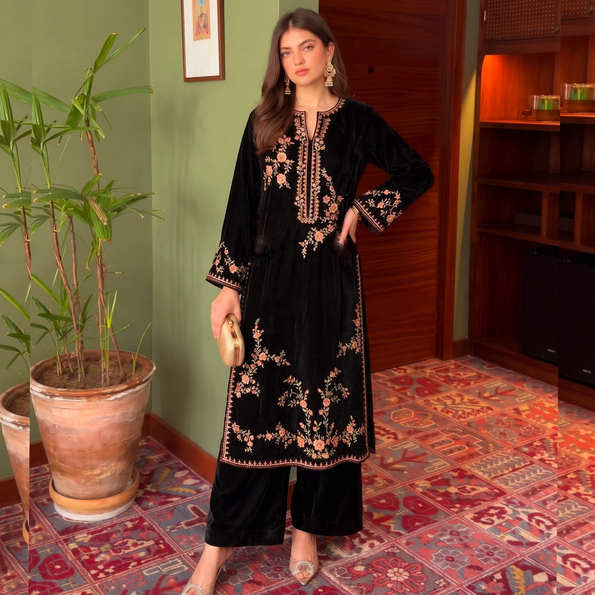 UA-328 Luxury Velvet Co-Ord 2 Pc Collection | Umnaa