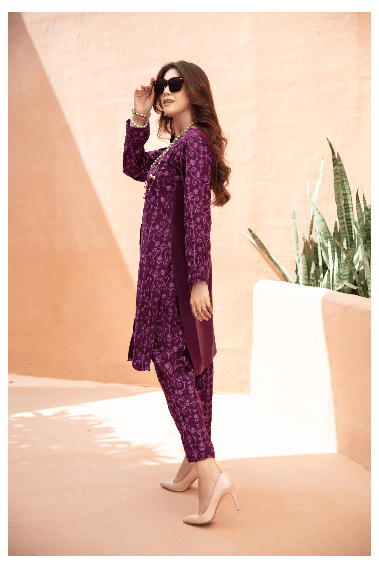 (Dark Purple) 2 Piece Embroidered Lawn Outfit - Simrans