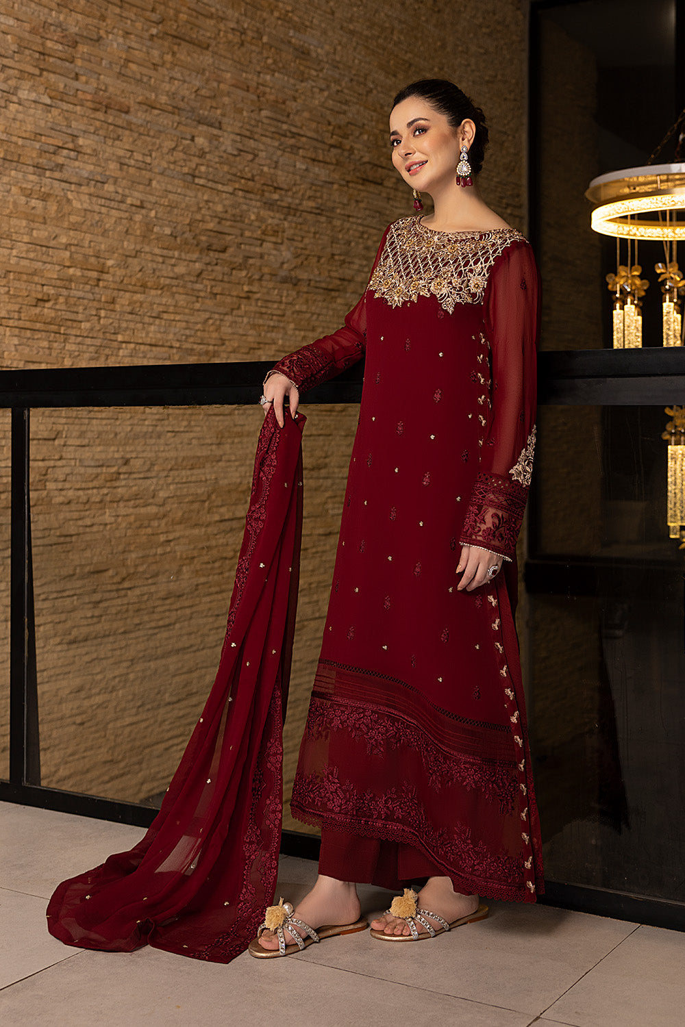 Luxe By Azure Embroidered 3 Piece Suits Mookaite