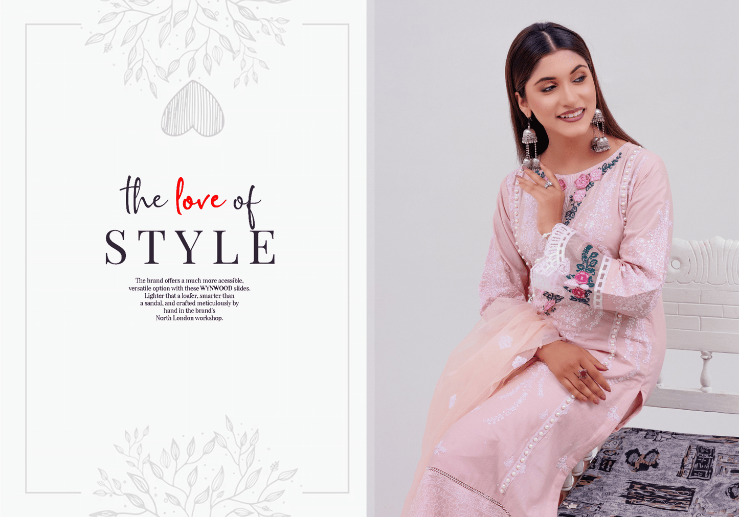 Peach 3 Pc Embroidered Lawn Collection-Rangz