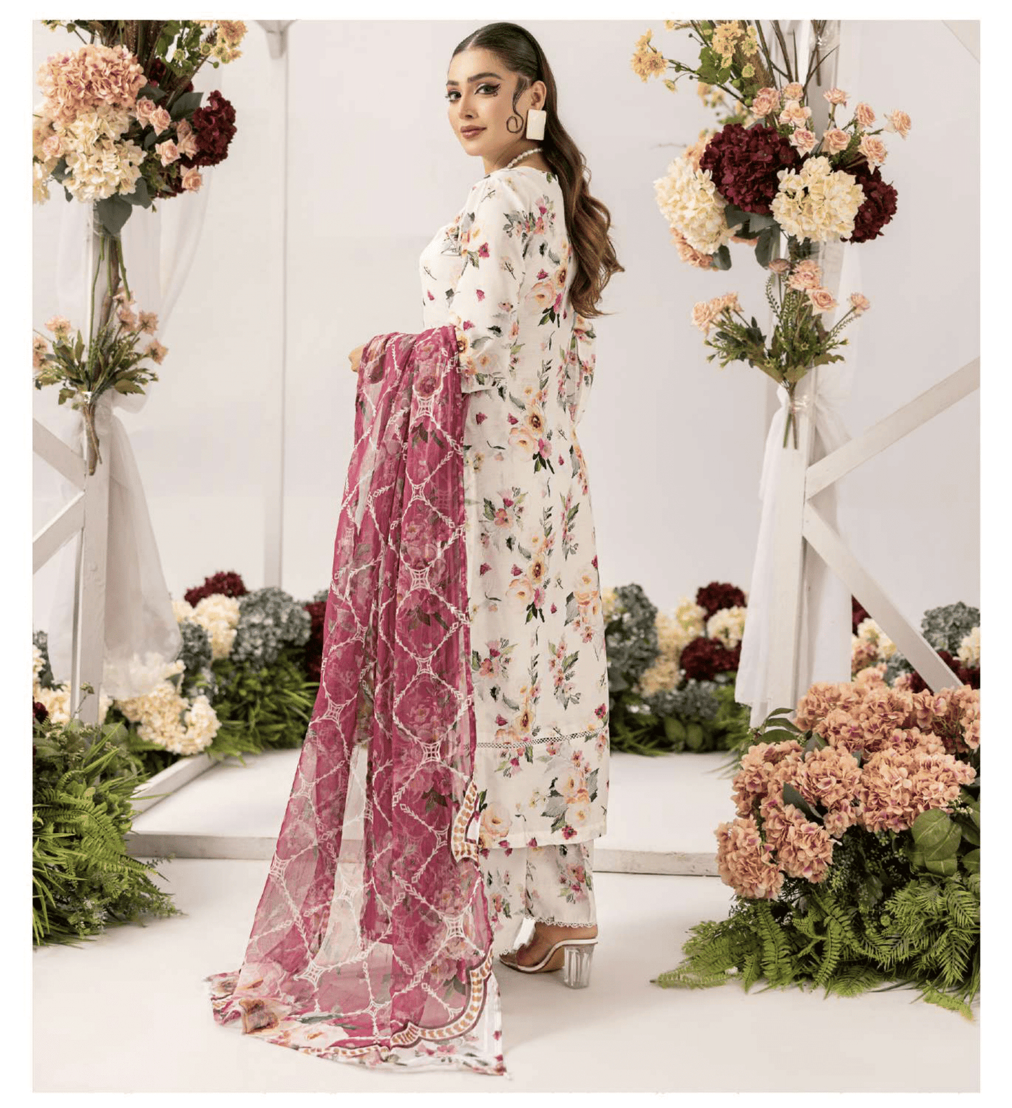 (Cream) "SEHAR" Edit 24' Viscos Linen Dress-Simrans