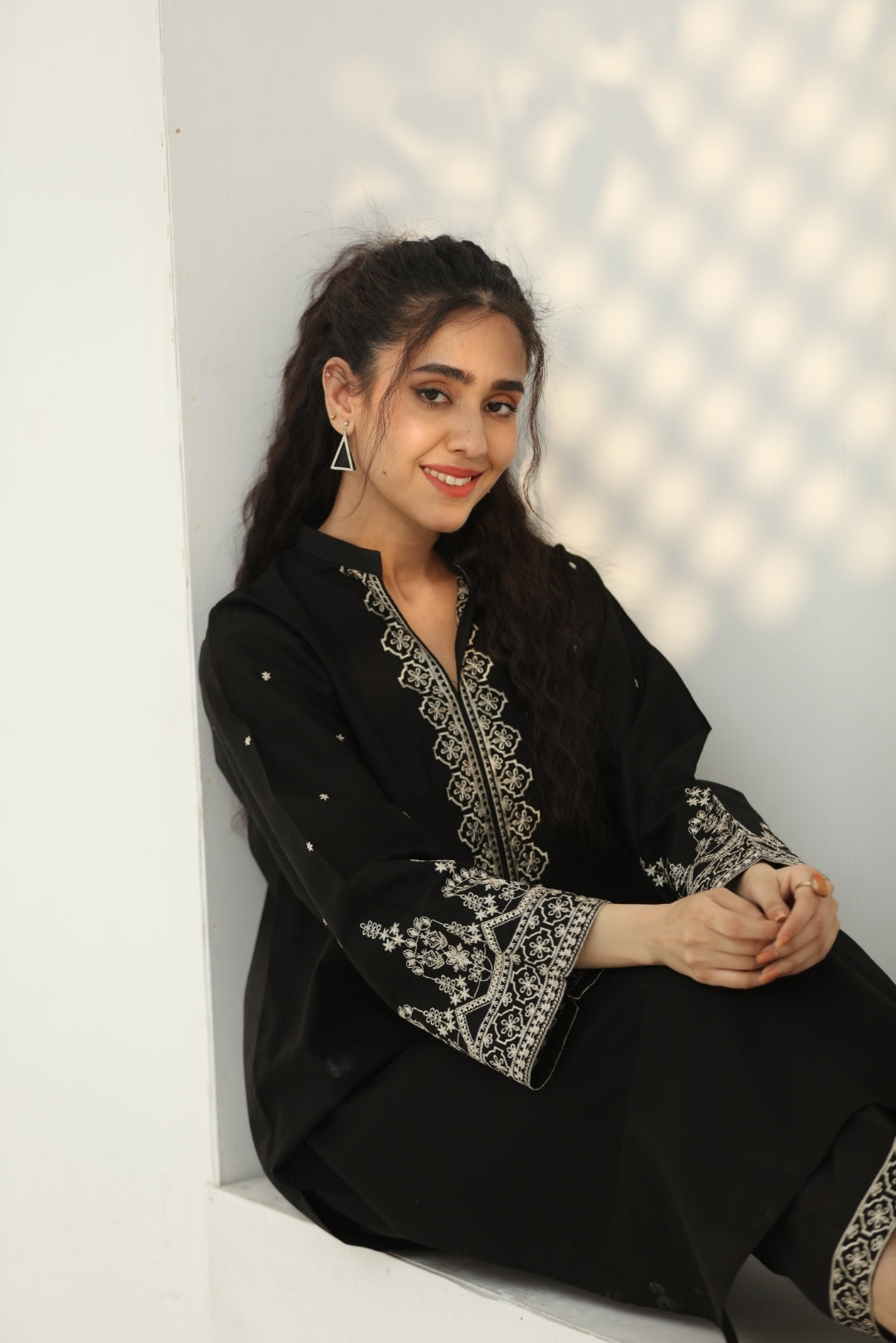 2 Pc Ready to wear Embroidered Cotton Outfit - Umnaa