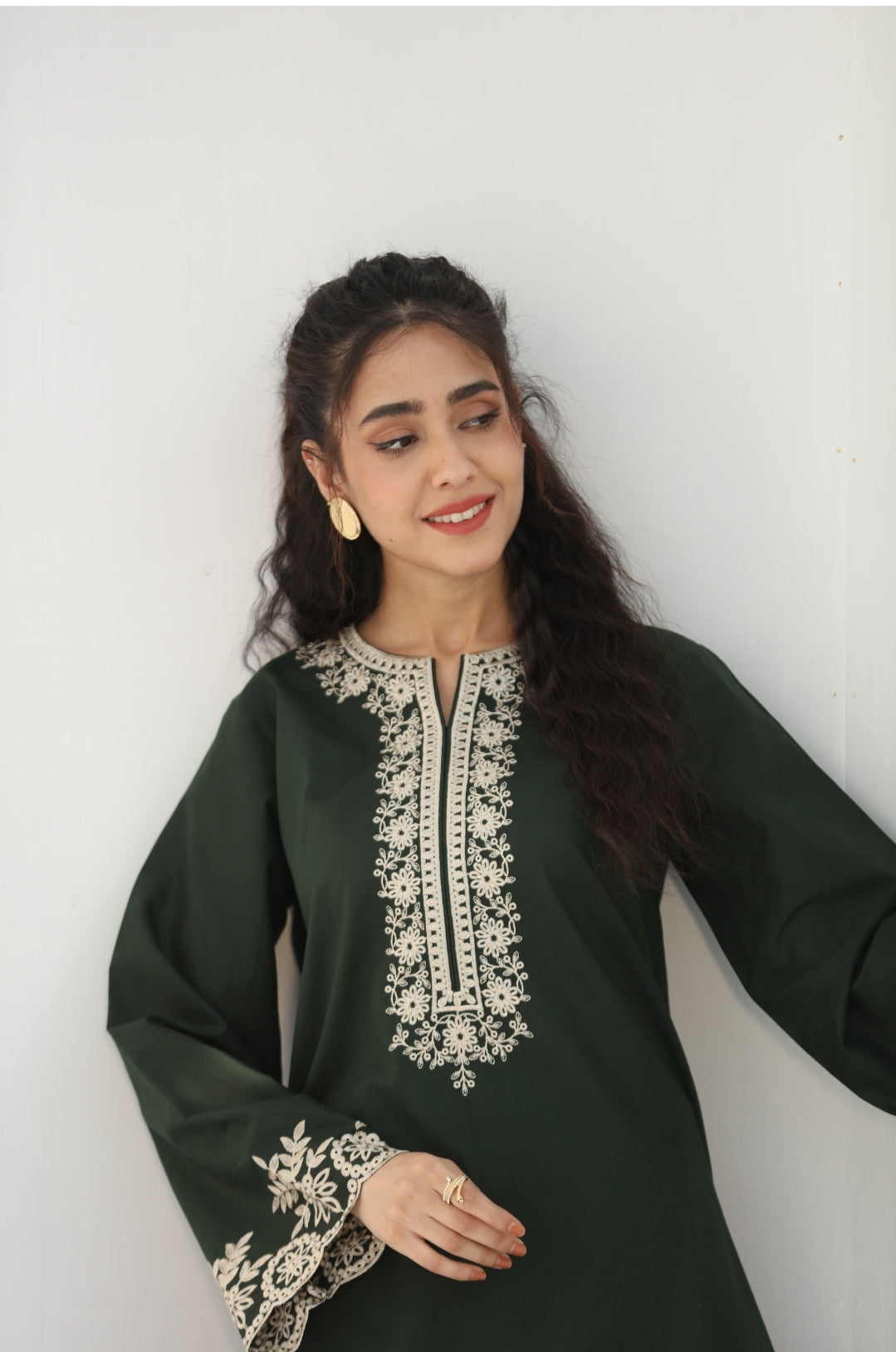 2 Pc Ready to wear Embroidered Cotton Outfit - Umnaa