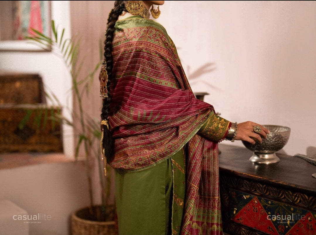 (Green) 3 Pc Embroidered Cotton Collection - Casual lite