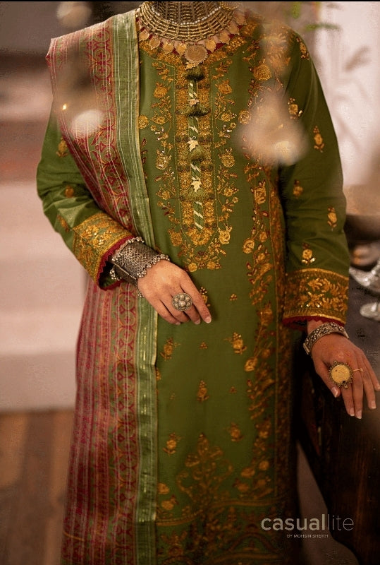 (Green) 3 Pc Embroidered Cotton Collection - Casual lite
