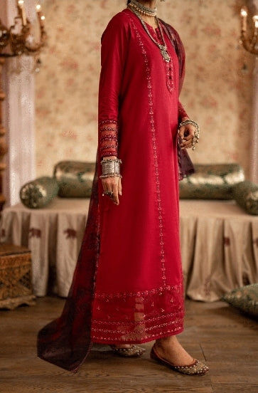 (Maroon) 3 Pc Embroidered Cotton Collection - Casual lite