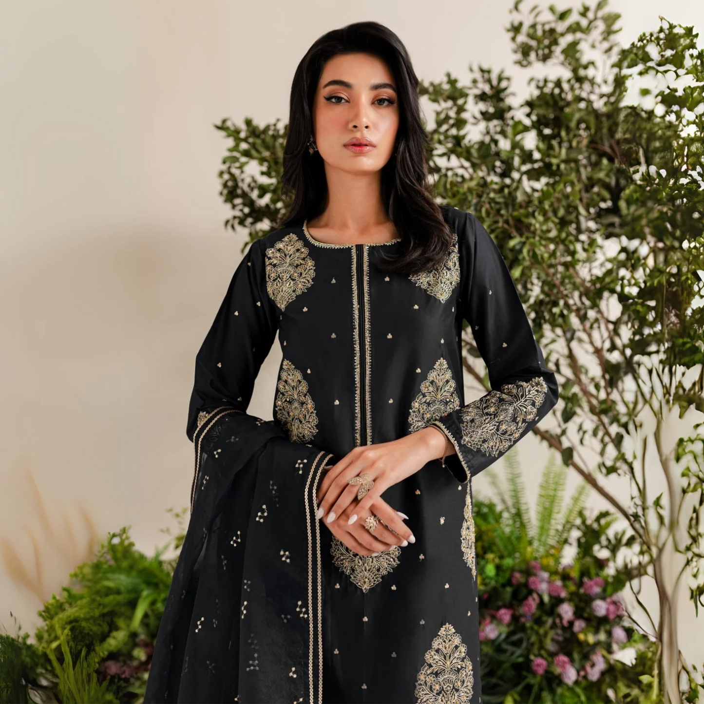 UA-40 3 Pc Embroidered dhanak Collection | Ready to Wear | UMNAA