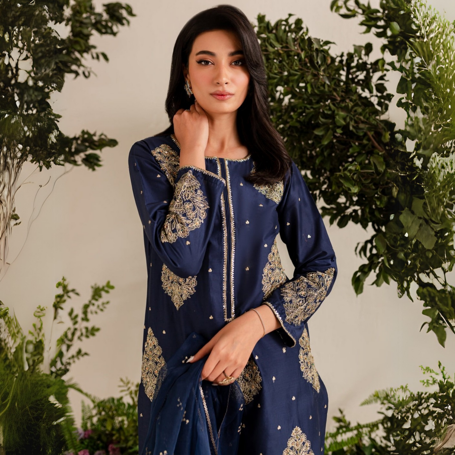 UA-40 3 Pc Embroidered dhanak Collection | Ready to Wear | UMNAA