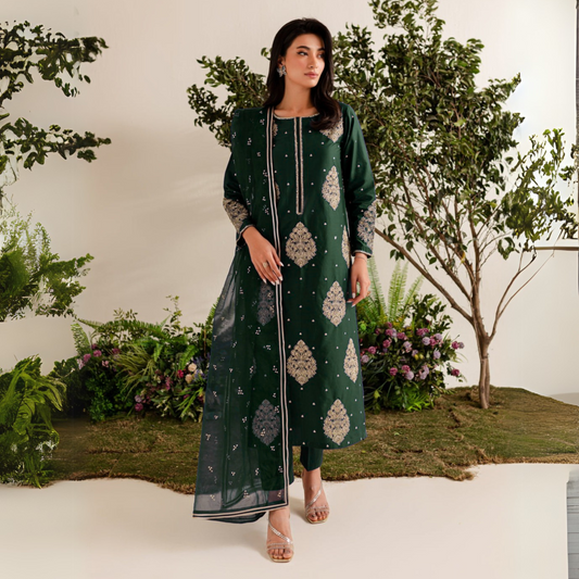 UA-40 3 Pc Embroidered dhanak Collection | Ready to Wear | UMNAA