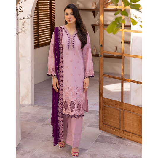 UAL-01 3 Pc Embroidered Chikenkari Cotton Ready to Wear Dress | ALLY'S