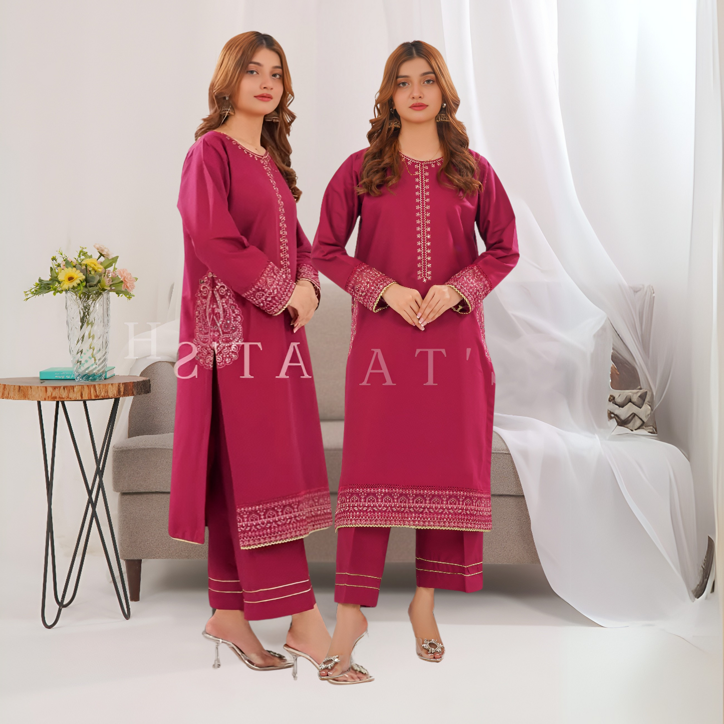 2 Pc Embroidered Khaddar Co-Ord Set | Ready to wear| Hayats