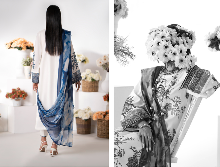 (White) 3 Pc Summer Pret Vol 5 Embroidered dress - Casuallite