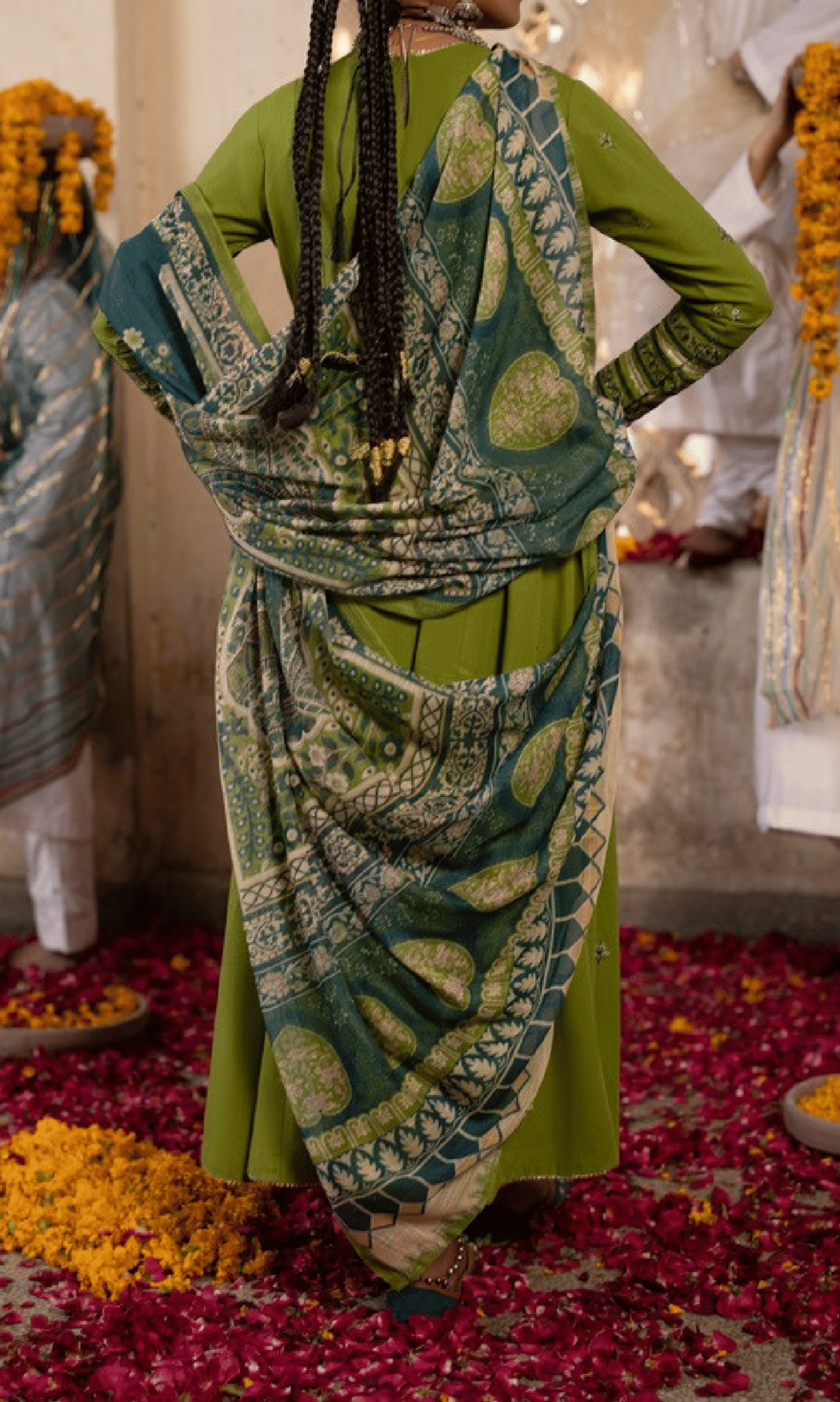 Green 3 Piece Embroidered Cotton dress - Casuallite