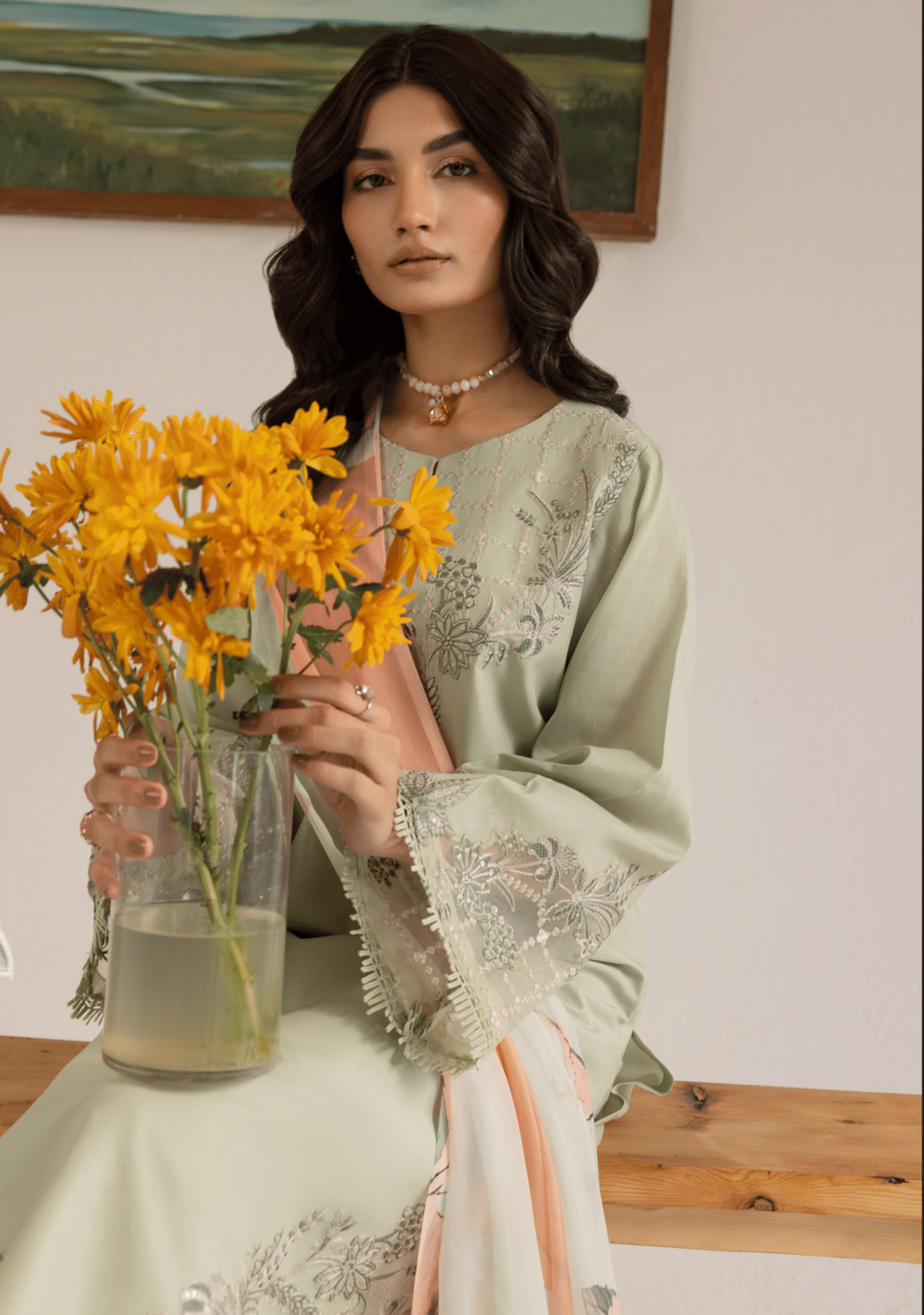 Pista 3 Piece Embroidered Lawn Dress - Esra Fashion