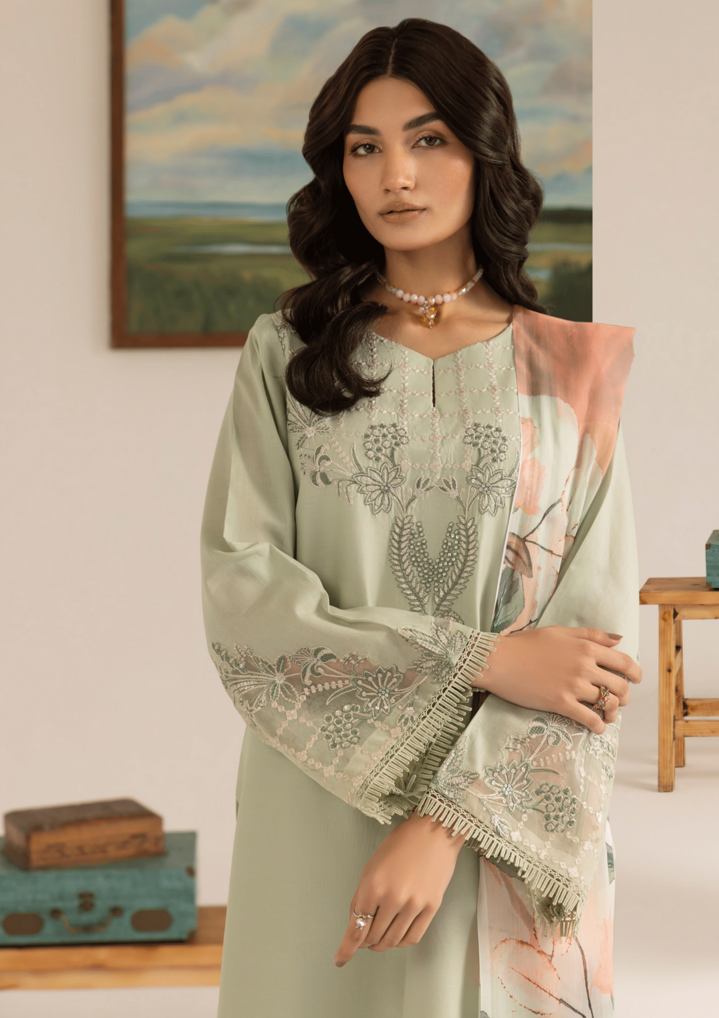 Pista 3 Piece Embroidered Lawn Dress - Esra Fashion