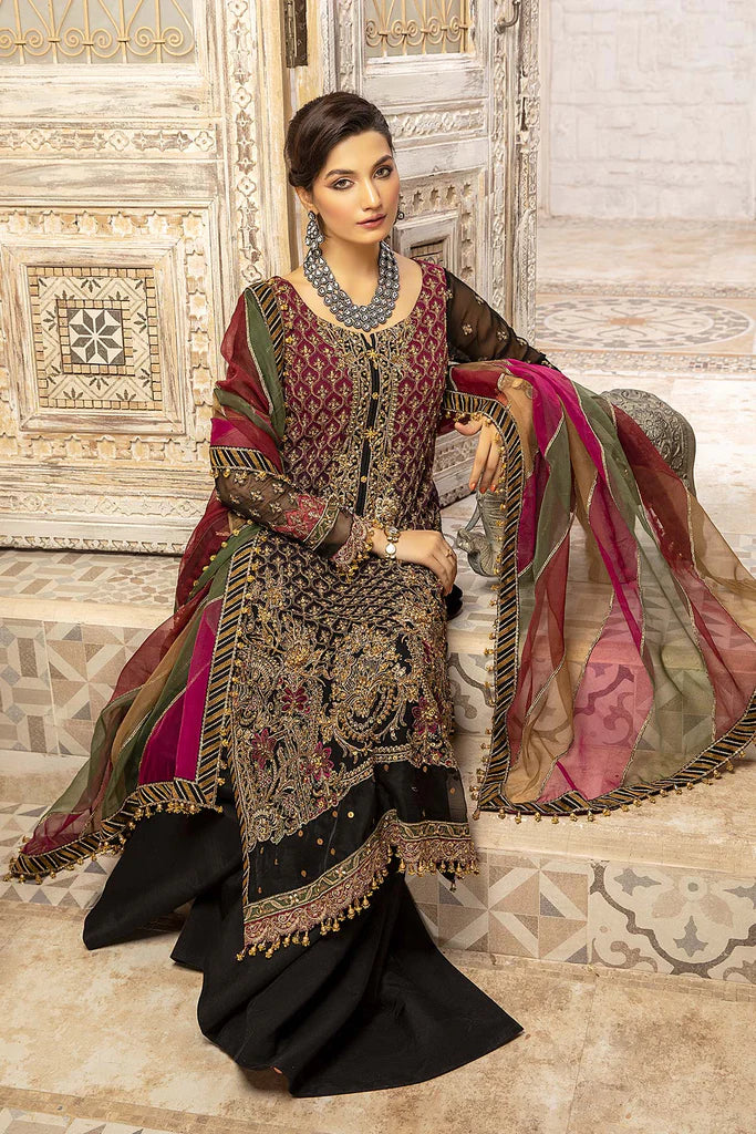 Black 3 Piece stitched Formal Chiffon Collection-Charizma