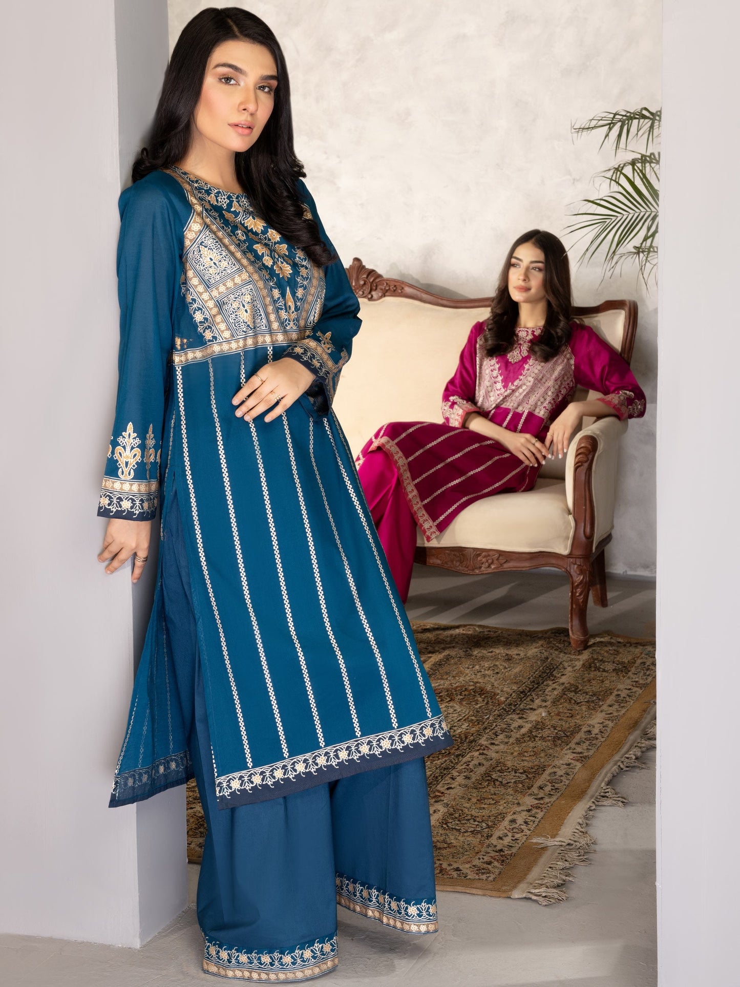 Teal 2 Piece Printed Lawn Suit By Limelight