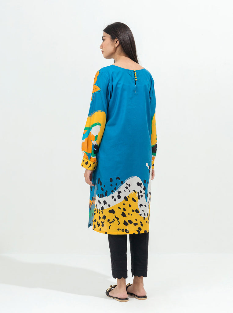 Blue Printed Lawn Shirt By Beechtree