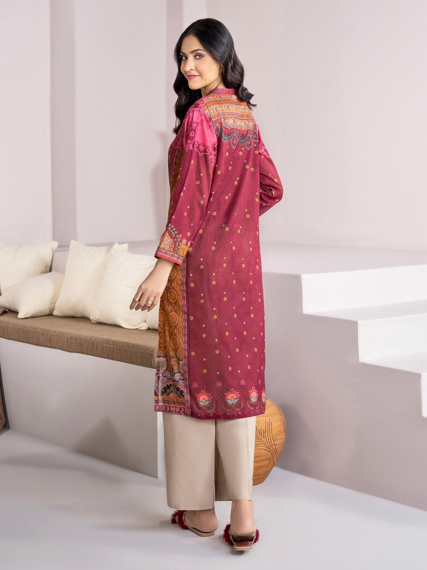 Maroon 2 Piece Printed Lawn Suit-Limelight