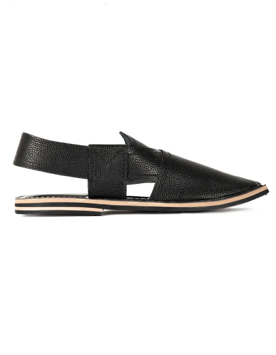 BLACK MEN PESHAWARI CHAPPAL BY J.