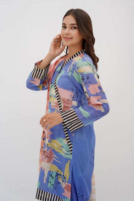 Yonder Blue Shirt Dupatta By Zellbury