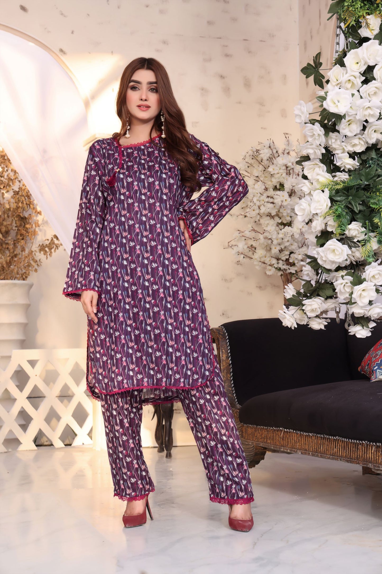 Purple 2 piece lawn dress-Zainab Fazlani