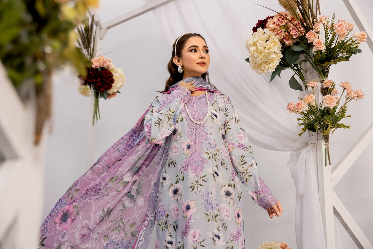 (Lilac) "SEHAR" Edit 24' Viscos Linen Dress-Simrans