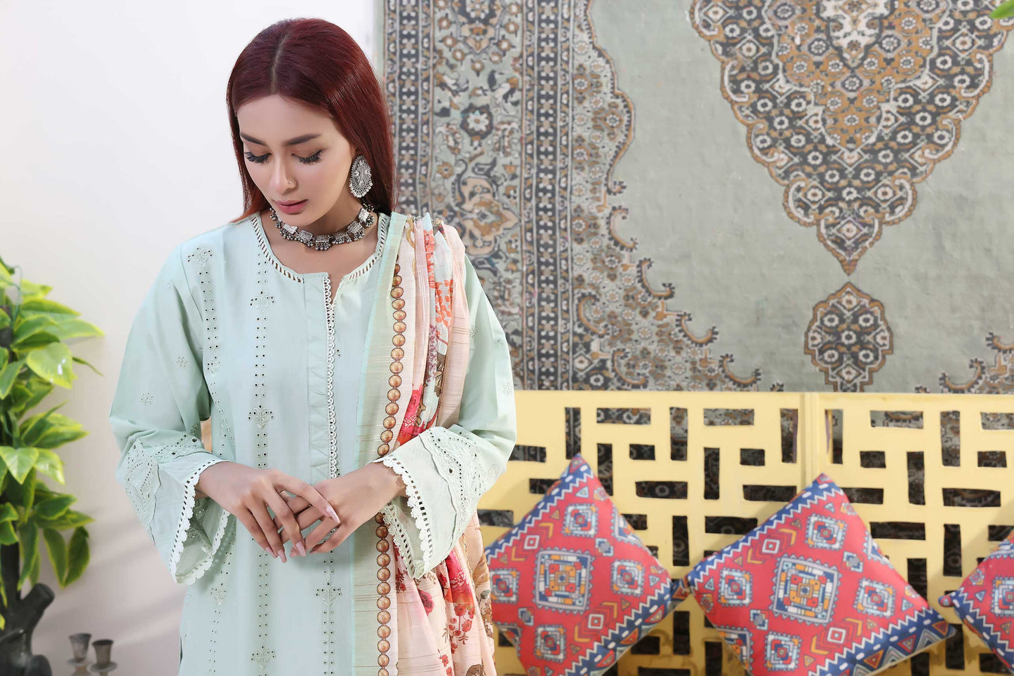 3 Piece Stitched Embroidered Chickenkari Lawn-ZAINAB FAZLANI