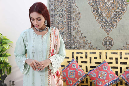 3 Piece Stitched Embroidered Chickenkari Lawn-ZAINAB FAZLANI