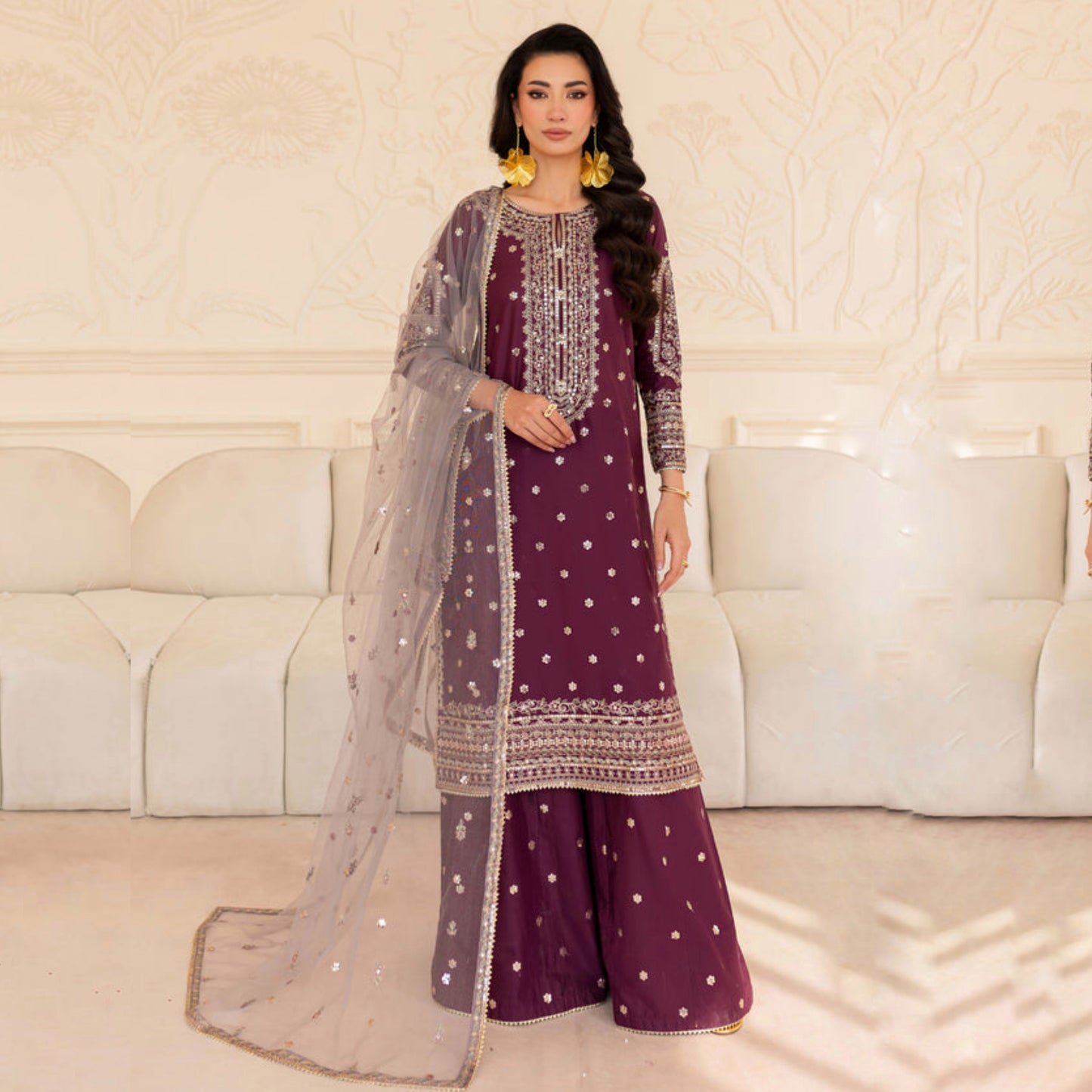 UA-98 Luxury Embroidered Cotton Collection 3 Pc | Ready to Wear | Umnaa