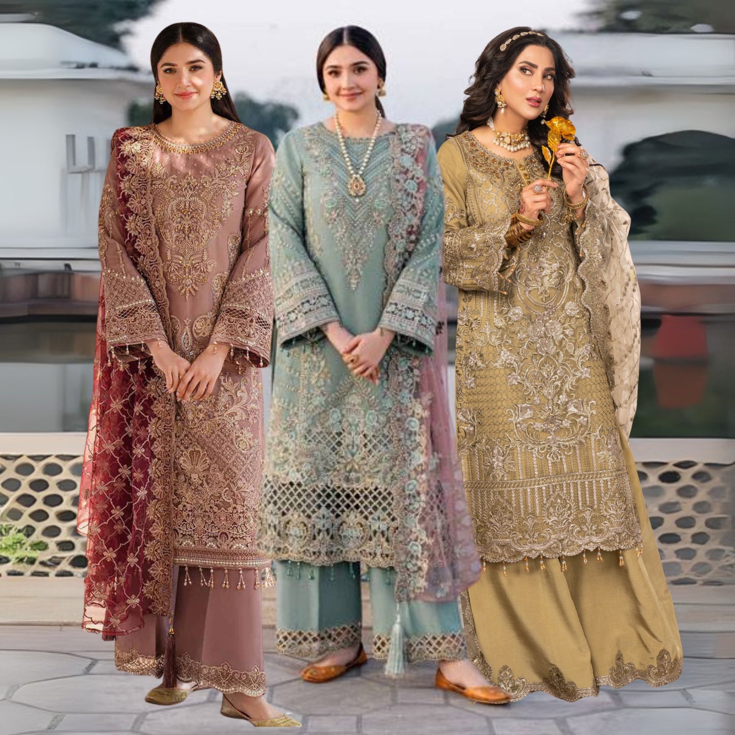 UA-111 IMROZIA inspired Luxury Embroidered Ready to Wear Dress by Umnaa