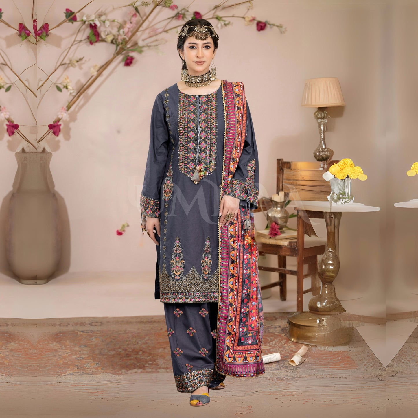 UA-109 Embroidered Linen Collection | Ready by Wear | Pakistani Dress Asian Clothes Umnaa