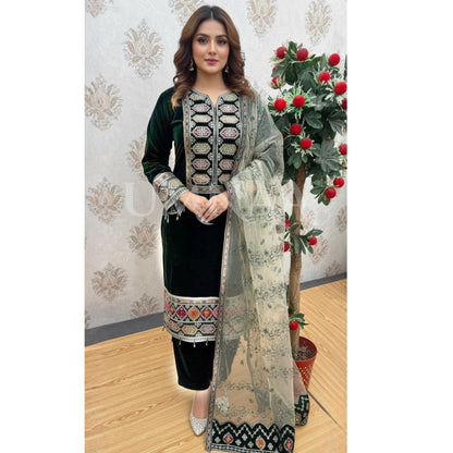 UA-142 Embroidered Luxury Velvet Collection by Umnaa | Asian clothes