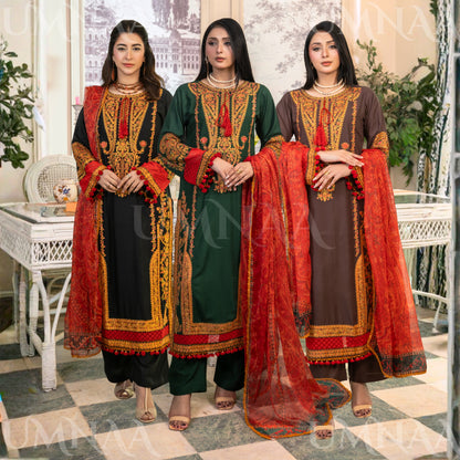 UA-163 Embroidered Linen Festive Collection | Ready by Wear | Pakistani Dress Asian Clothes Umnaa