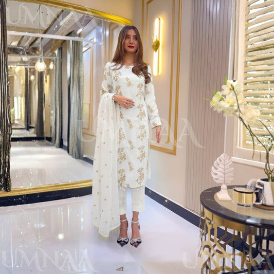 UA-26 3 Piece Embroidered Chiffon Party wear Pakistani Dress | Umnaa
