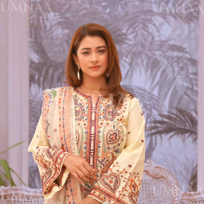 UA-188 Embroidered Cotton dress by Umnaa | Ready to Wear | Pakistani Asian Clothes
