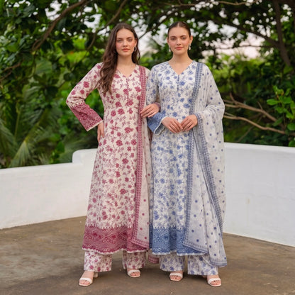 UA-263 Embroidered Poly Lawn Frock 3 Pc Collection by Umnaa