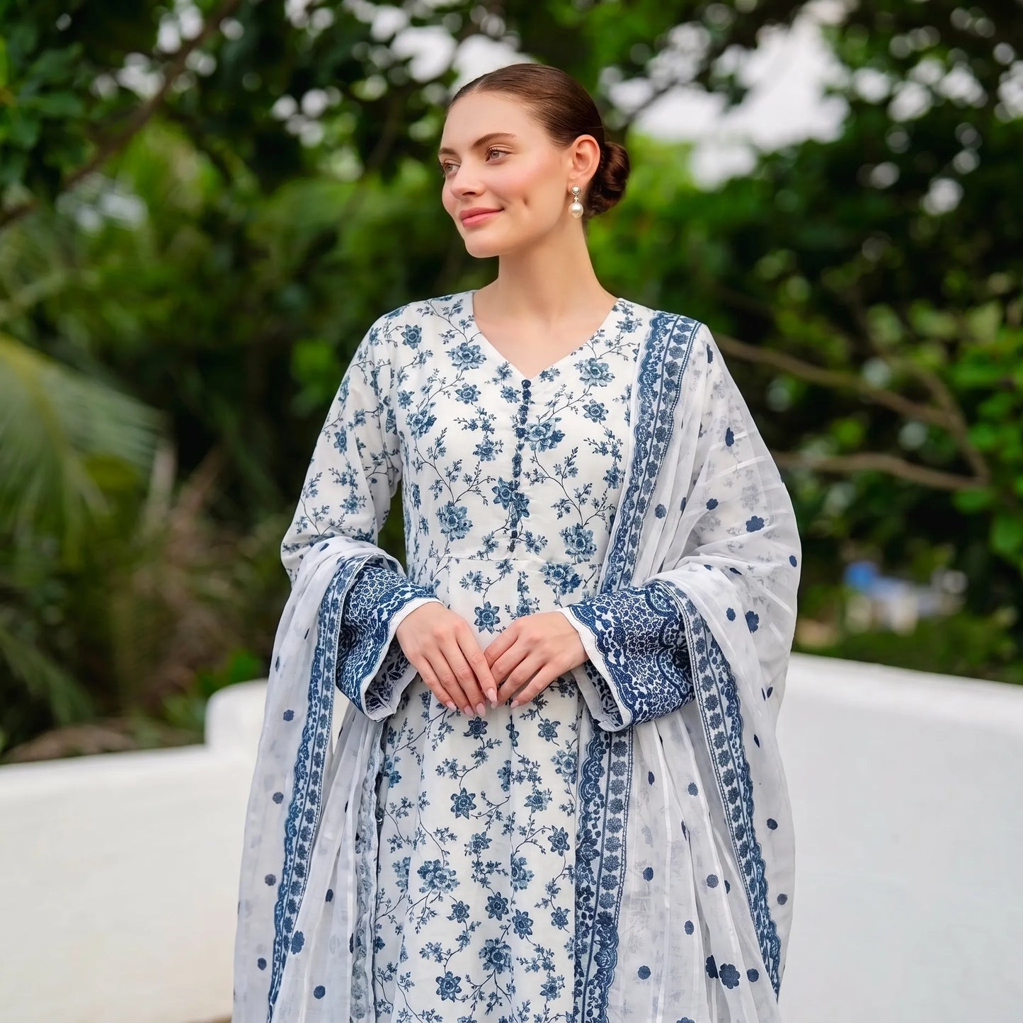 UA-263 Embroidered Poly Lawn Frock 3 Pc Collection by Umnaa