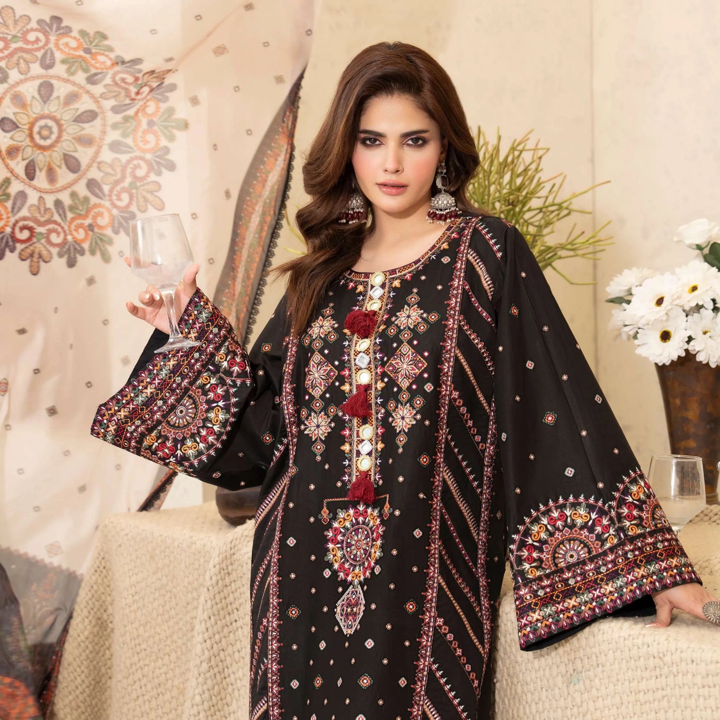 KC-1570 "Tabeer" Embroidered Festive Cambric Cotton Collection by Karma Collection