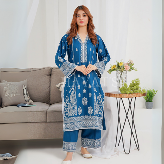 2 Pc Embroidered Khaddar Co-Ord Set  | Ready to wear| Hayats