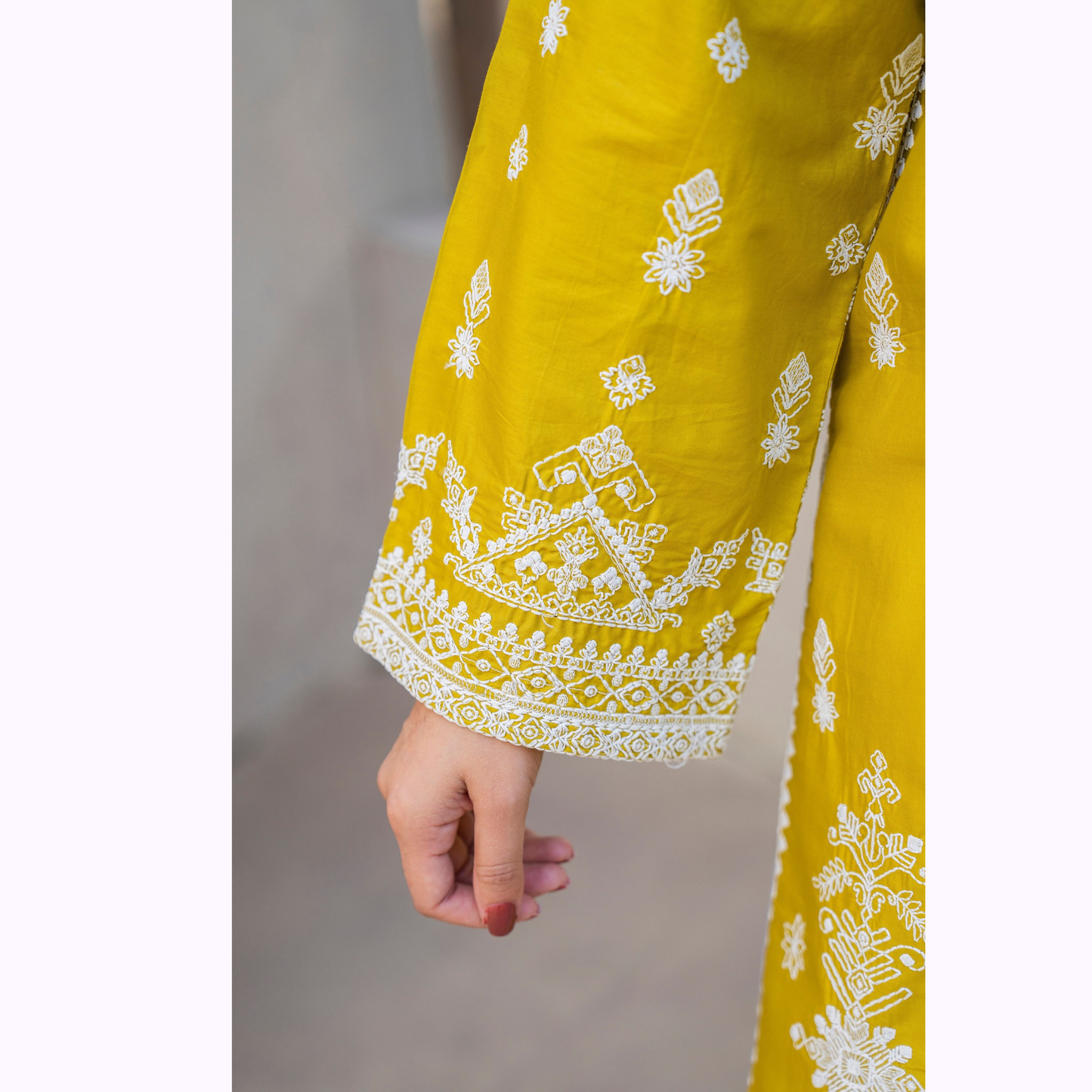 KC-1441 Embroidered Chikenkari Cambric Cotton Farshi Shalwar Ready to Wear 3 Pc - Karma Collection