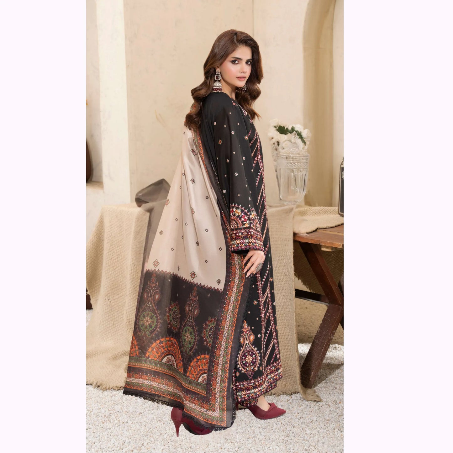 KC-1570 "Tabeer" Embroidered Festive Cambric Cotton Collection by Karma Collection