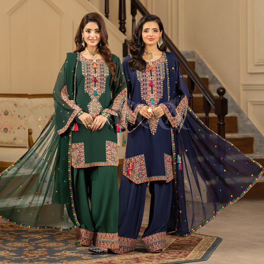 F-465 Luxury Georgette Chiffon Farshi Shalwar Collection by karma Collection