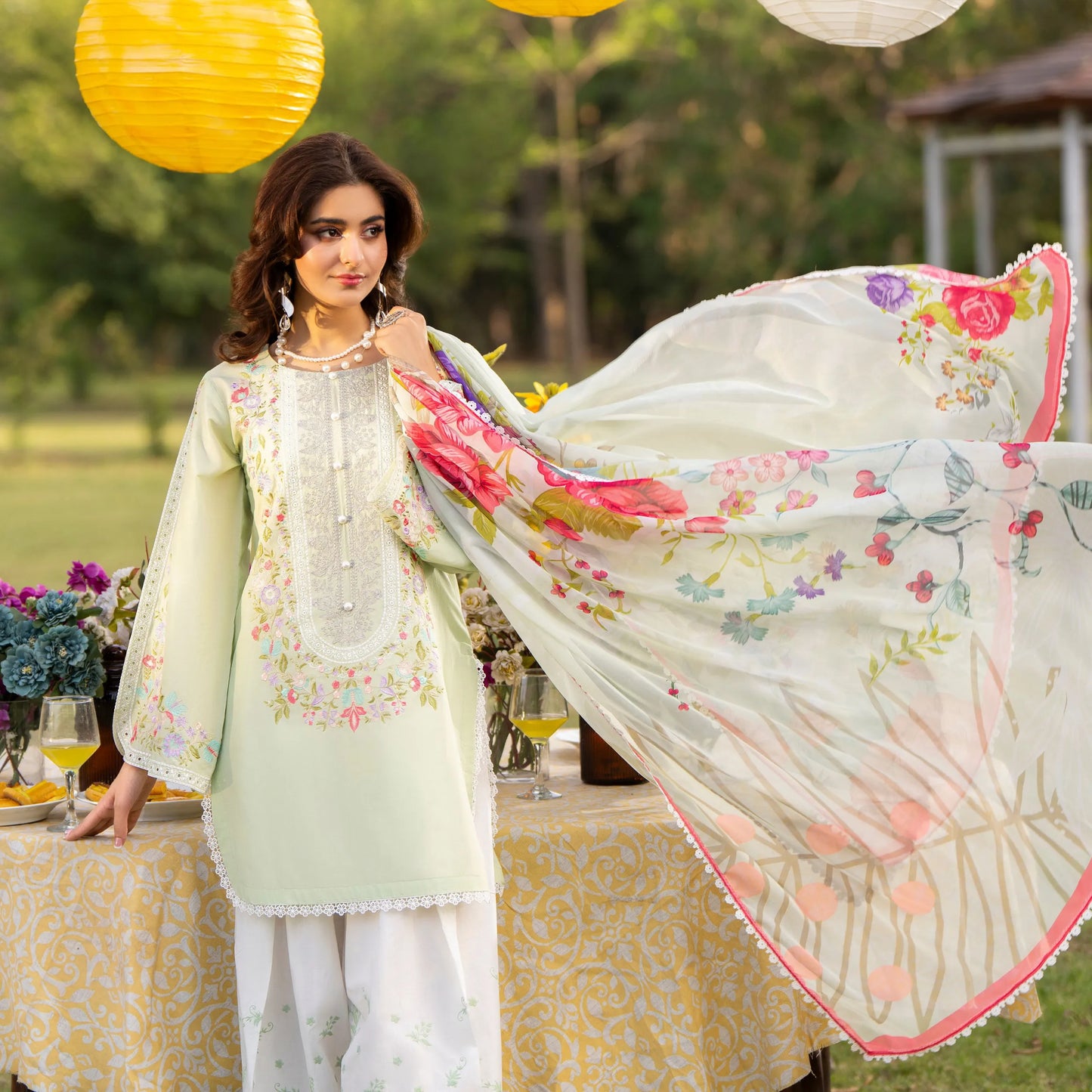 KC-1575 "Sunheri" Embroidered Festive Cambric Cotton Collection by Karma Collection