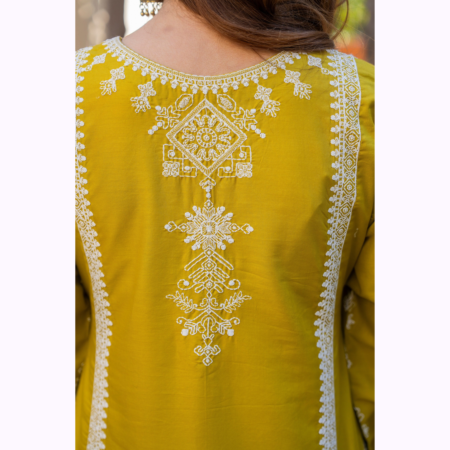 KC-1441 Embroidered Chikenkari Cambric Cotton Farshi Shalwar Ready to Wear 3 Pc - Karma Collection