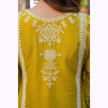 KC-1441 Embroidered Chikenkari Cambric Cotton Farshi Shalwar Ready to Wear 3 Pc - Karma Collection