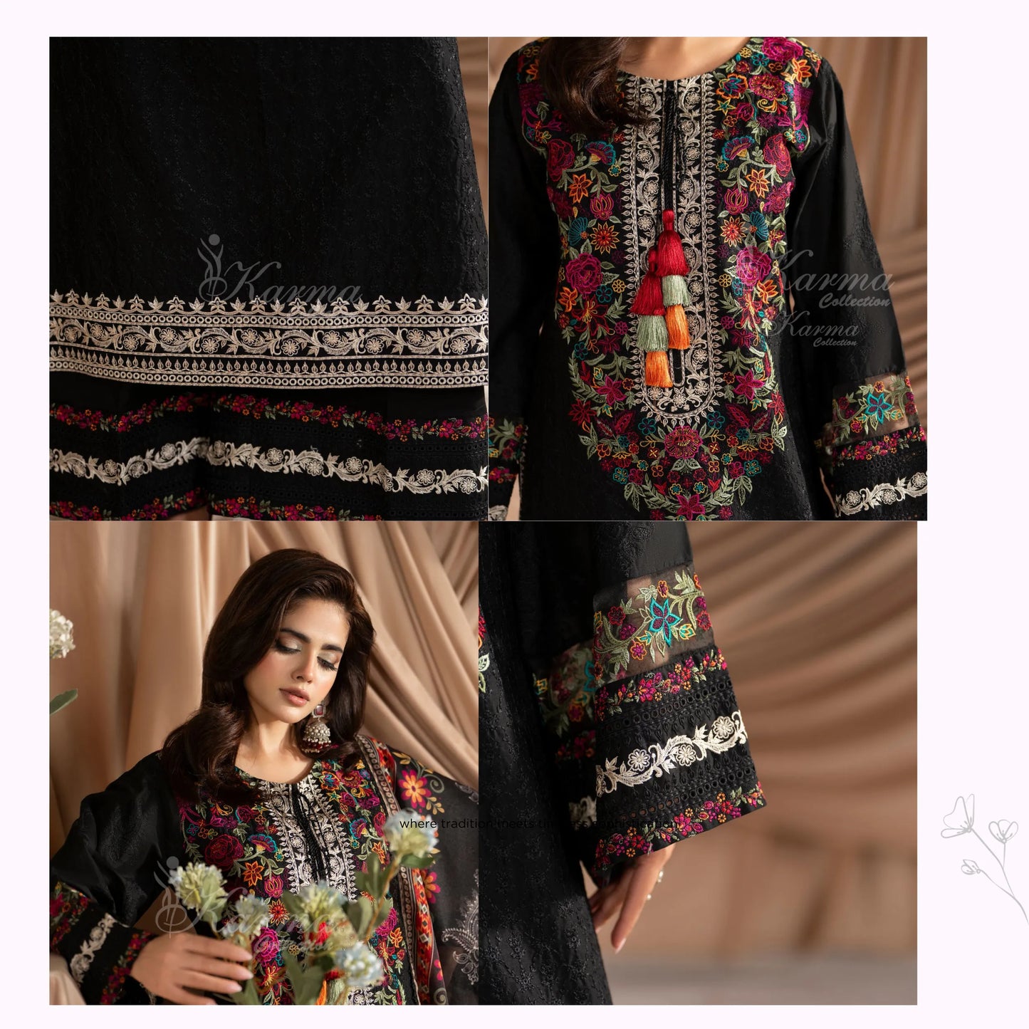 KC-1584 "AYRA" Embroidered Cambric Cotton Collection by Karma Collection