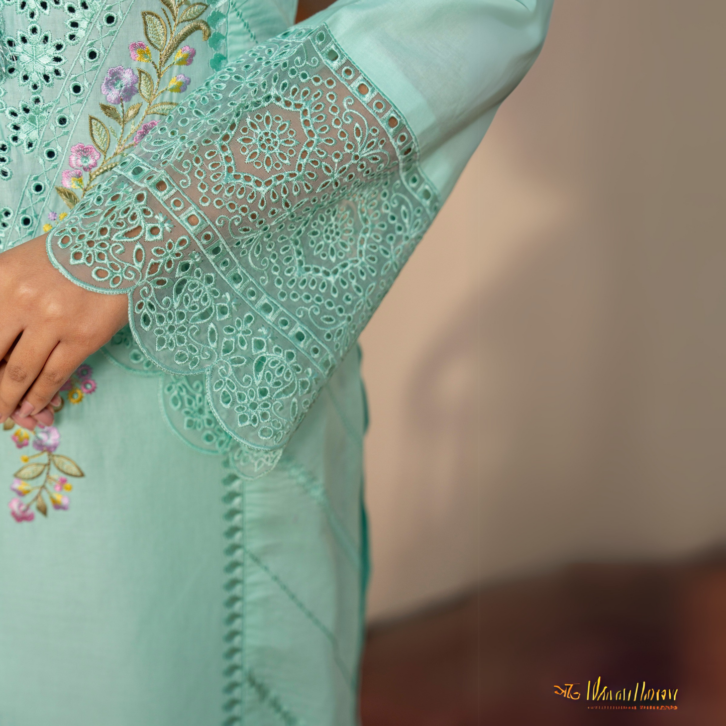 UKC-25 Embroidered Chikenkari Cambric Cotton Ready to Wear 3 Pc - Karma Collection