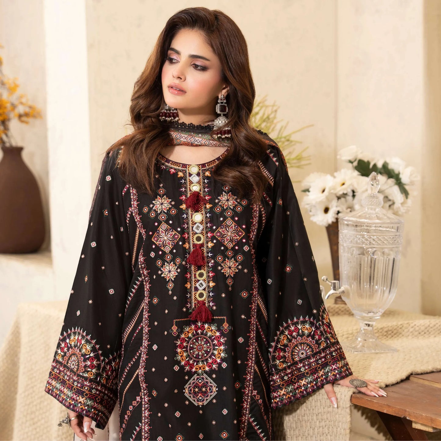 KC-1570 "Tabeer" Embroidered Festive Cambric Cotton Collection by Karma Collection
