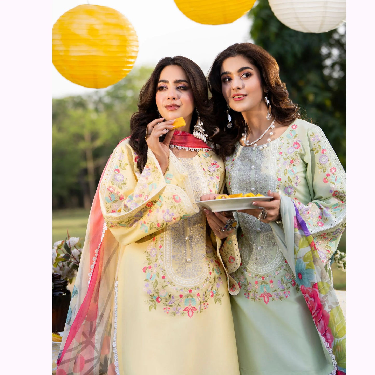 KC-1575 "Sunheri" Embroidered Festive Cambric Cotton Collection by Karma Collection